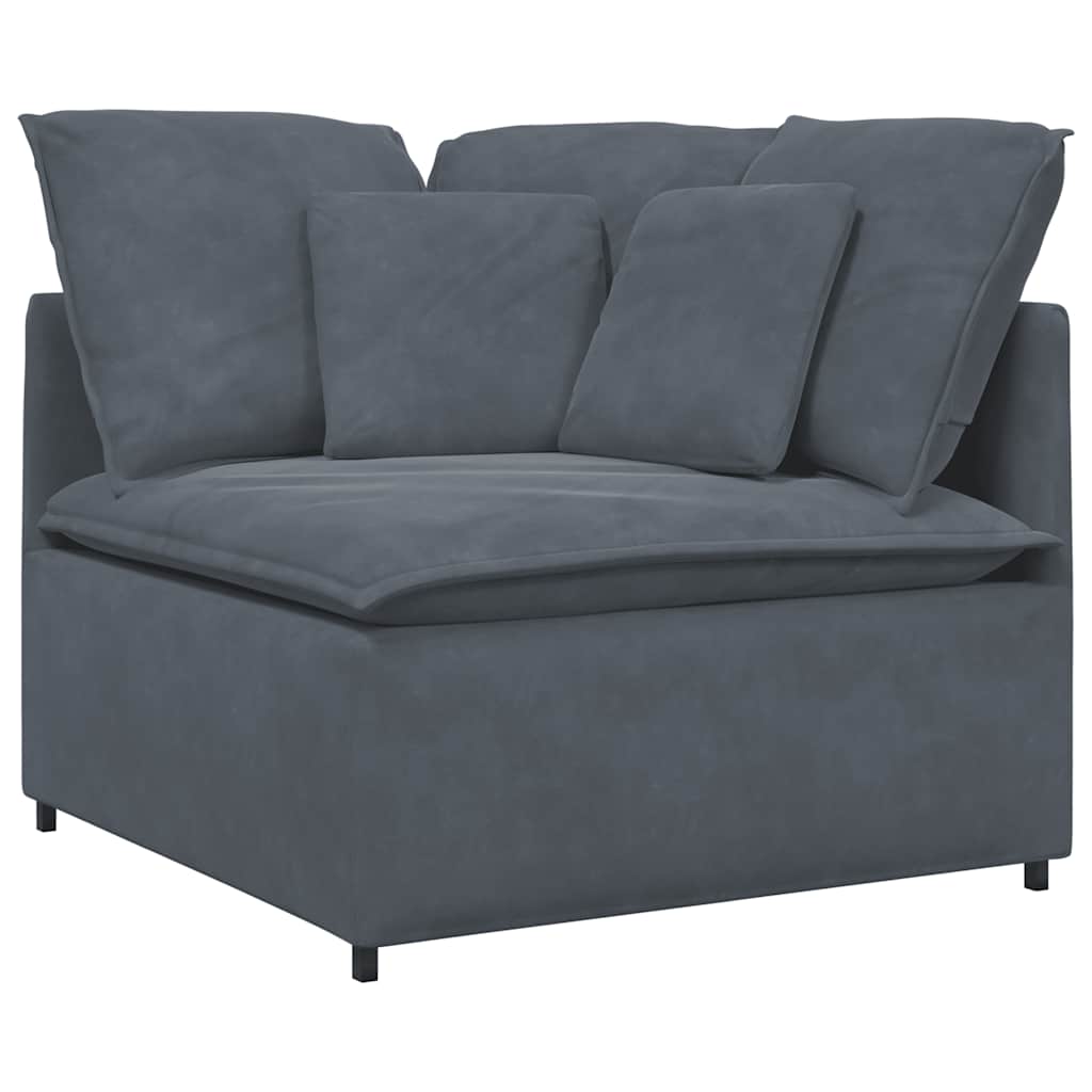 Sofá modular com almofadas veludo cinzento-escuro