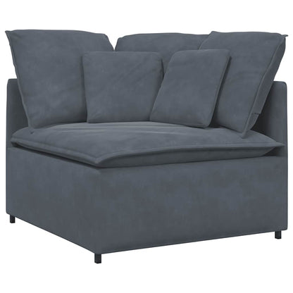Sofá modular com almofadas veludo cinzento-escuro