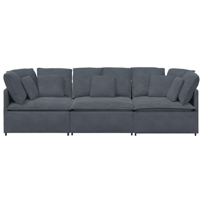 Sofá modular com almofadas veludo cinzento-escuro