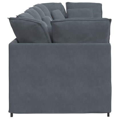 Sofá modular com almofadas veludo cinzento-escuro