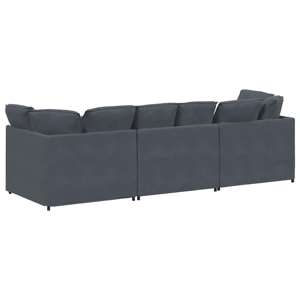Sofá modular com almofadas veludo cinzento-escuro
