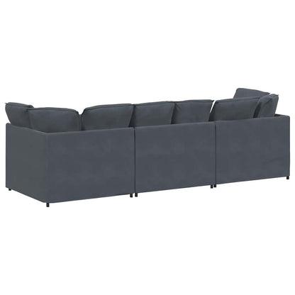Sofá modular com almofadas veludo cinzento-escuro