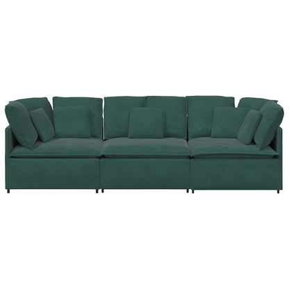 Sofá modular com almofadas veludo verde-escuro