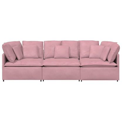 Sofá modular com almofadas veludo rosa