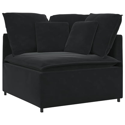 Sofá modular com almofadas veludo preto