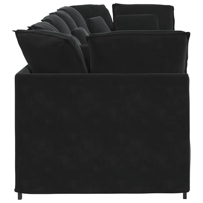 Sofá modular com almofadas veludo preto
