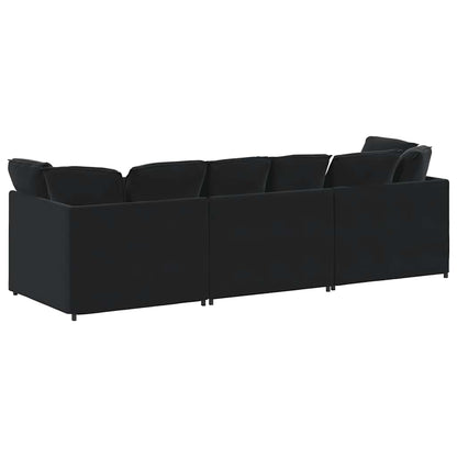 Sofá modular com almofadas veludo preto