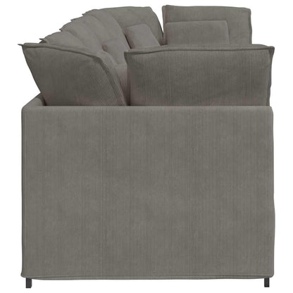 Sofá modular com almofadas tecido corduroy cinzento-claro