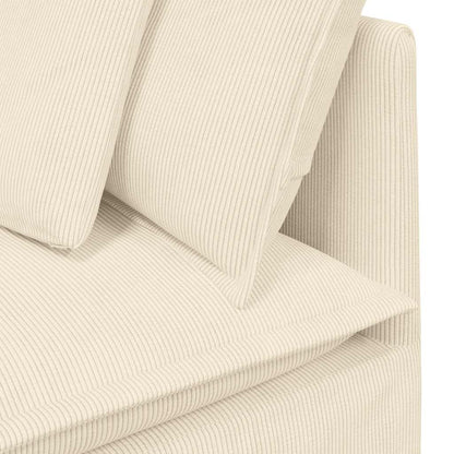Sofá modular com almofadas tecido corduroy creme