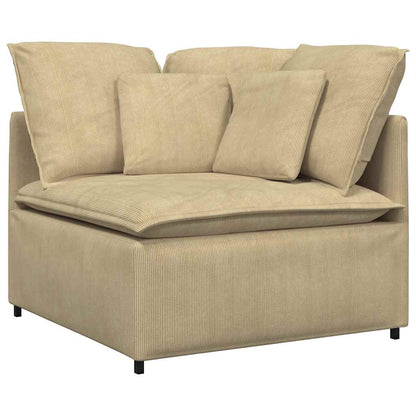 Sofá modular com almofadas tecido corduroy verde cinzento