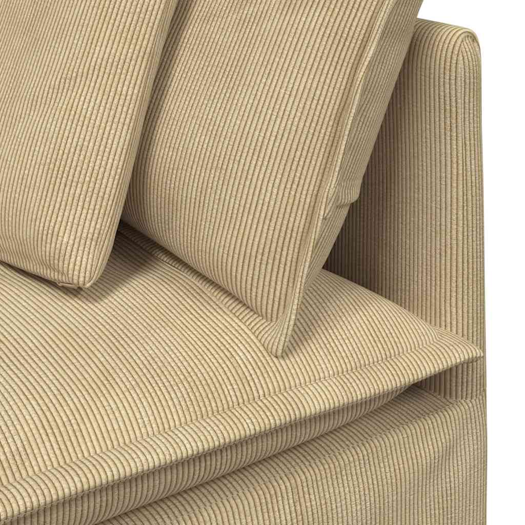 Sofá modular com almofadas tecido corduroy verde cinzento