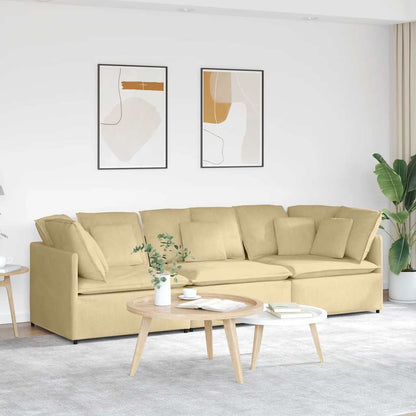 Sofá modular com almofadas tecido corduroy verde cinzento