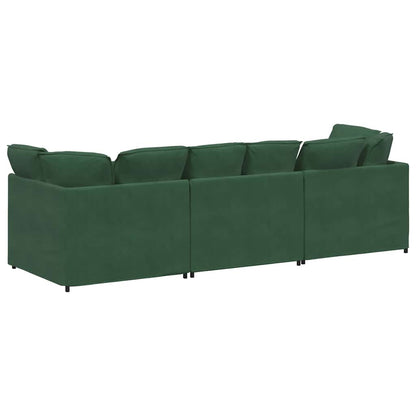 Sofá modular com almofadas tecido corduroy verde escuro