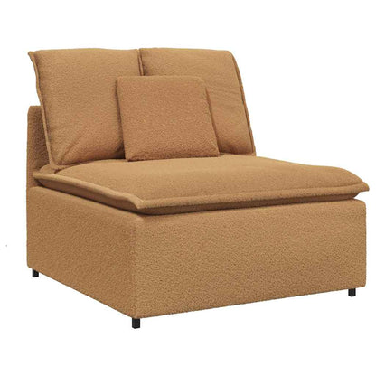 Sofá modular com almofadas tecido tipo lã encaracolado bege