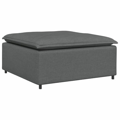 Sofá modular com pufes e almofadas tecido cinzento-escuro