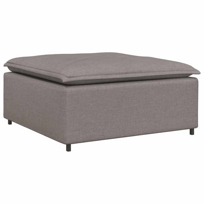 Sofá modular com pufes e almofadas tecido cinzento-acastanhado