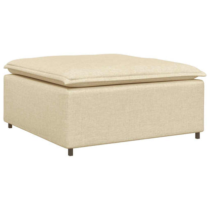 Sofá modular com pufes e almofadas tecido creme