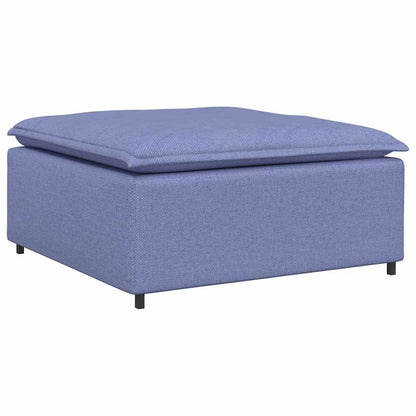Sofá modular com pufes e almofadas tecido azul ganga