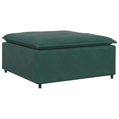 Sofá modular com pufes e almofadas veludo verde-escuro