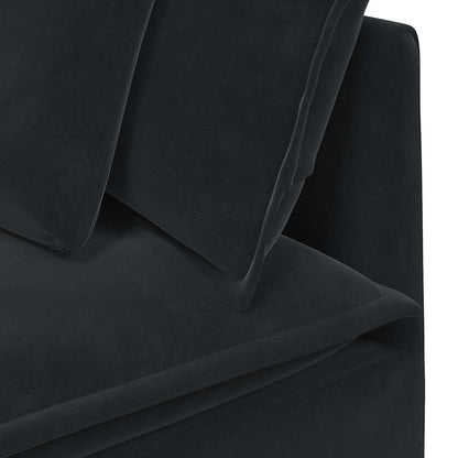 Sofá modular com pufes e almofadas veludo preto