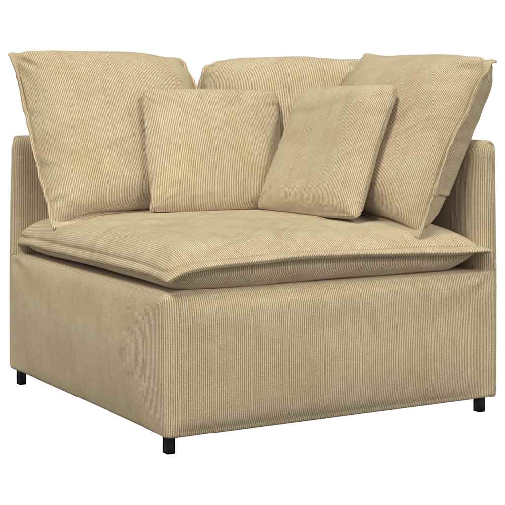 Sofá modular com pufes e almofadas tecido corduroy