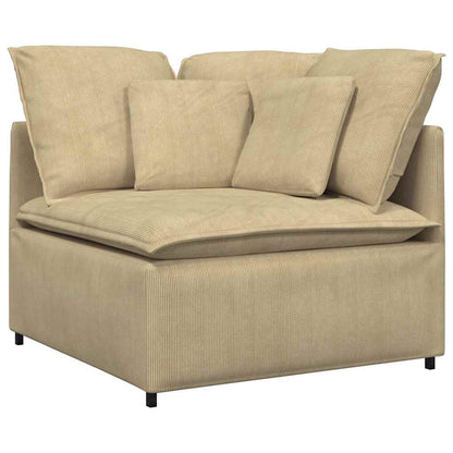 Sofá modular com pufes e almofadas tecido corduroy
