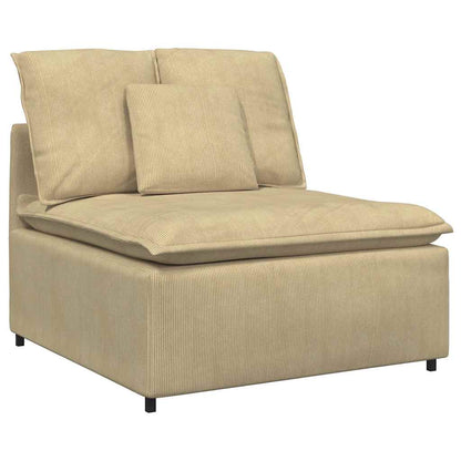 Sofá modular com pufes e almofadas tecido corduroy