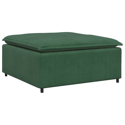 Sofá modular com pufes e almofadas tecido corduroy verde escuro