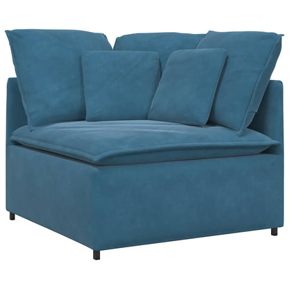 Sofá modular com almofadas veludo azul