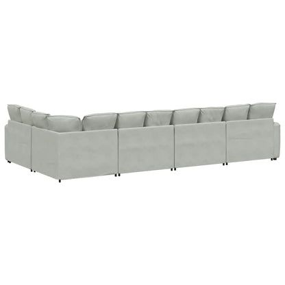 Sofá modular com almofadas veludo cinzento-claro
