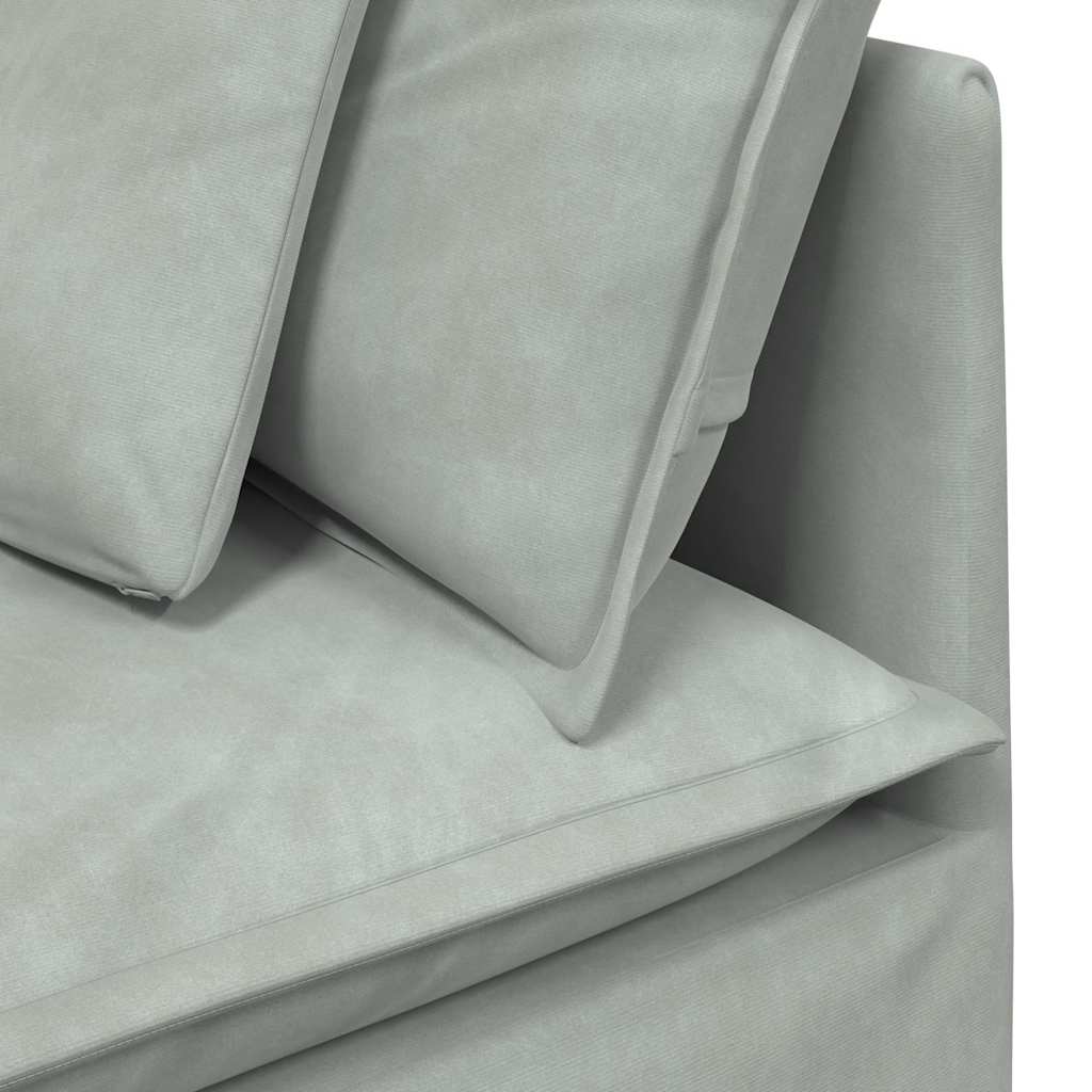 Sofá modular com almofadas veludo cinzento-claro