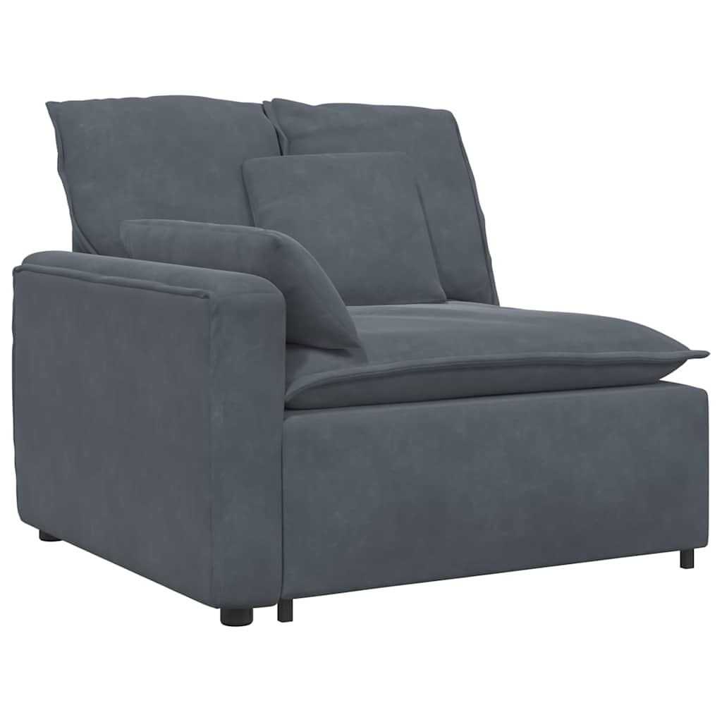 Sofá modular com almofadas veludo cinzento-escuro