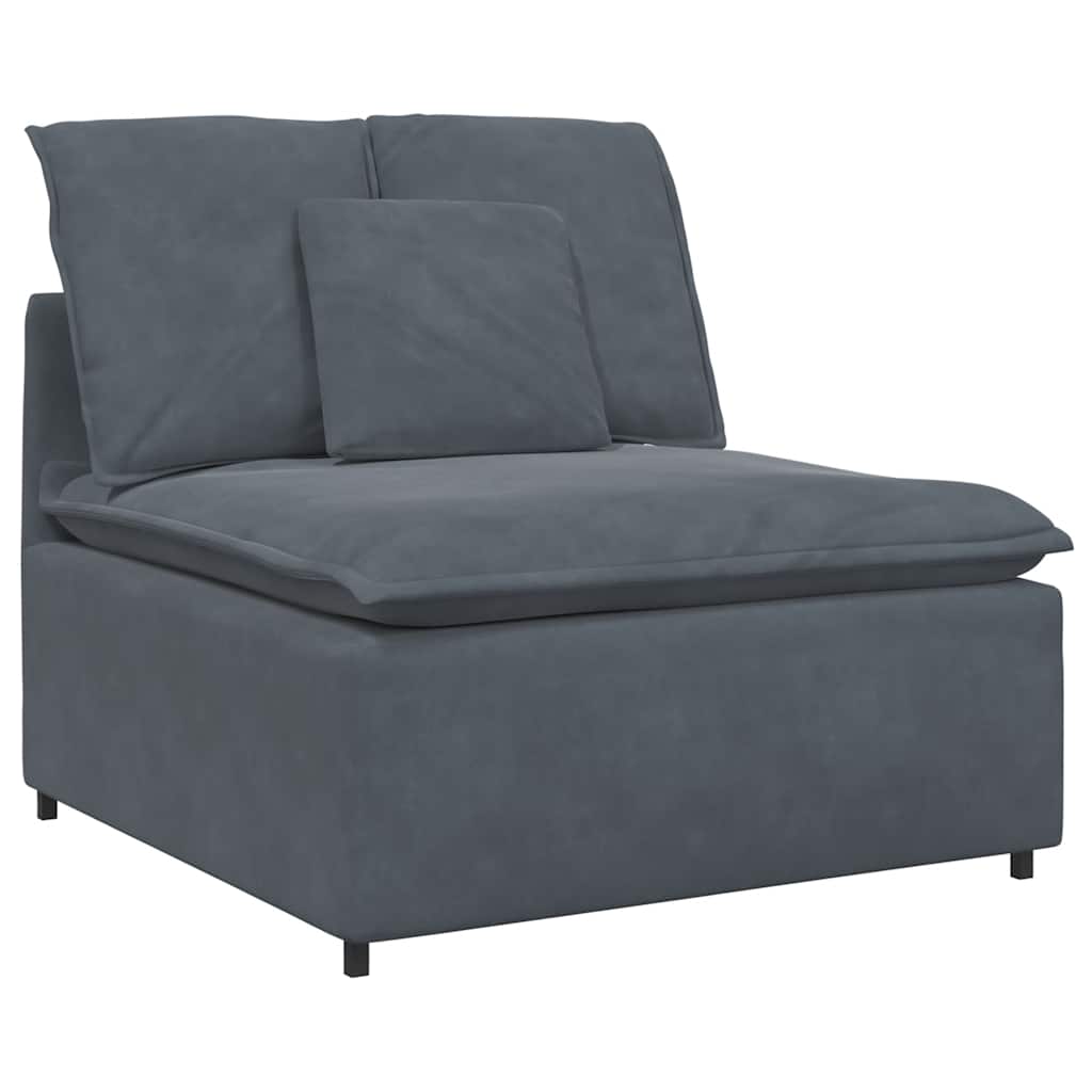 Sofá modular com almofadas veludo cinzento-escuro