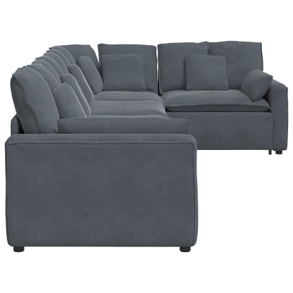 Sofá modular com almofadas veludo cinzento-escuro