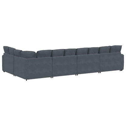 Sofá modular com almofadas veludo cinzento-escuro