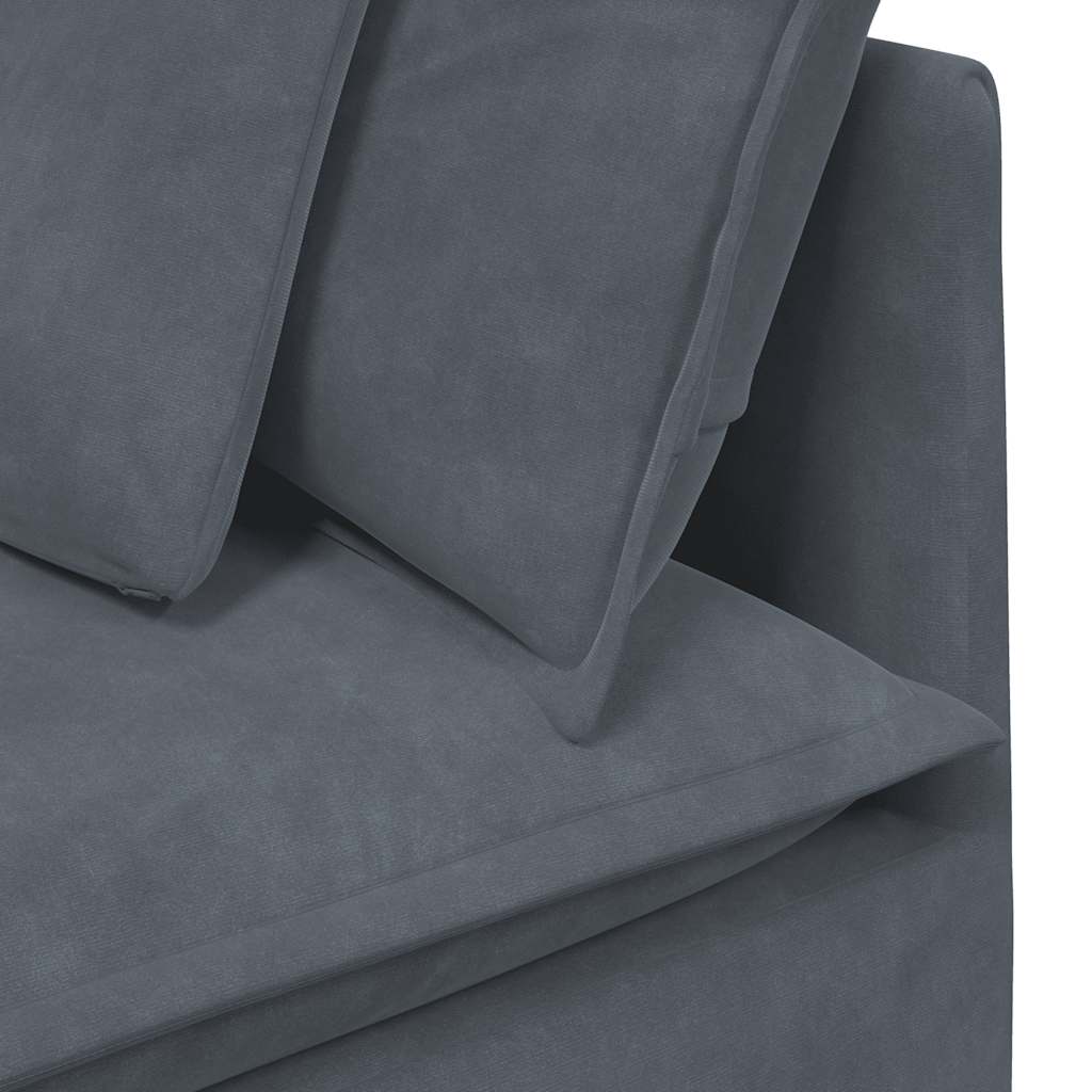 Sofá modular com almofadas veludo cinzento-escuro