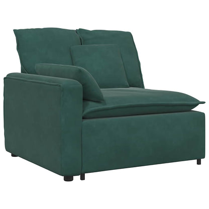 Sofá modular com almofadas veludo verde-escuro