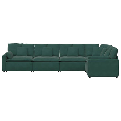 Sofá modular com almofadas veludo verde-escuro