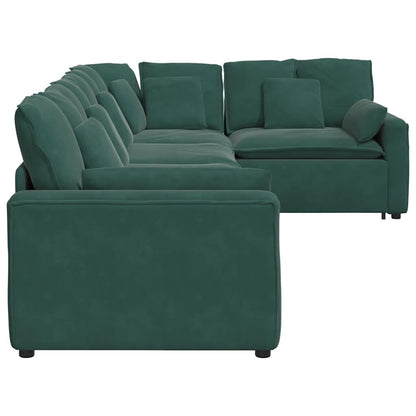 Sofá modular com almofadas veludo verde-escuro