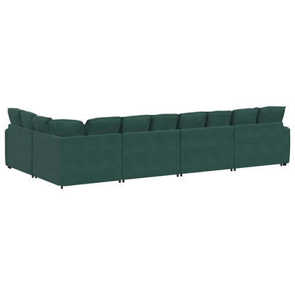 Sofá modular com almofadas veludo verde-escuro