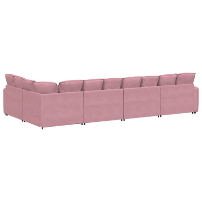 Sofá modular com almofadas veludo rosa