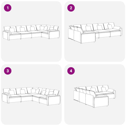 Sofá modular com almofadas veludo rosa