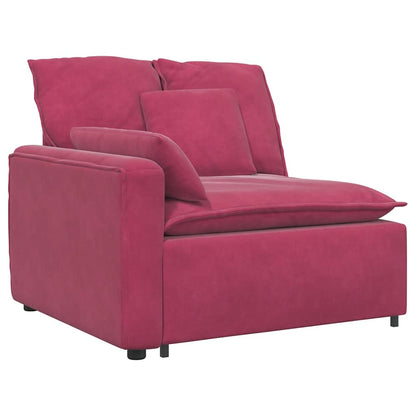 Sofá modular com almofadas veludo vermelho tinto