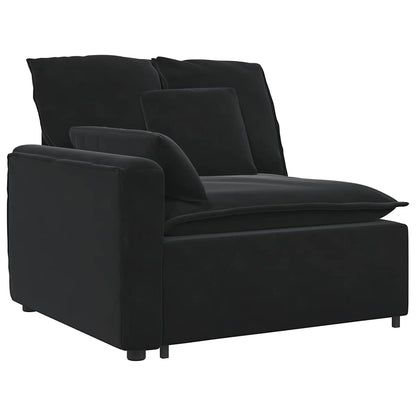 Sofá modular com almofadas veludo preto