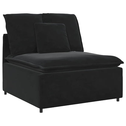 Sofá modular com almofadas veludo preto