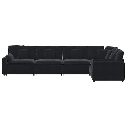 Sofá modular com almofadas veludo preto