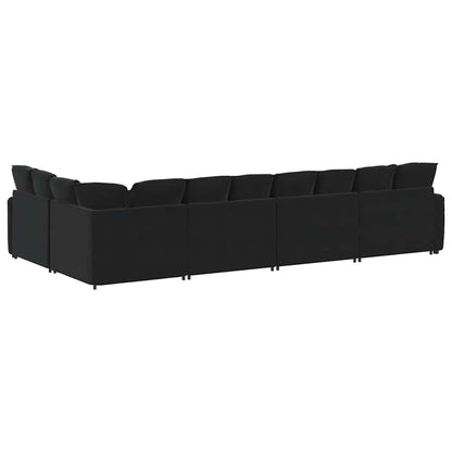 Sofá modular com almofadas veludo preto