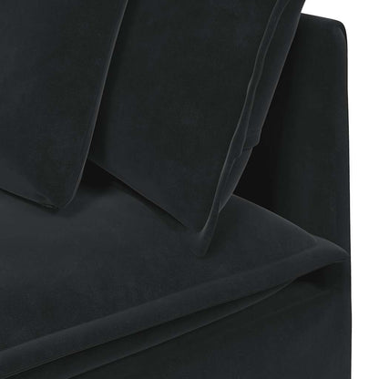 Sofá modular com almofadas veludo preto