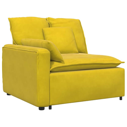 Sofá modular com almofadas veludo amarelo