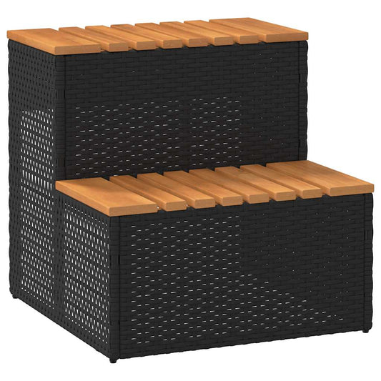 Step for hydromassage 50x50x50.5 cm PE and solid acacia black